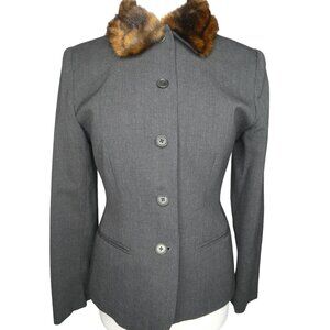 Lauren Ralph Lauren Wool Blazer Fur Collar Women's Size 6